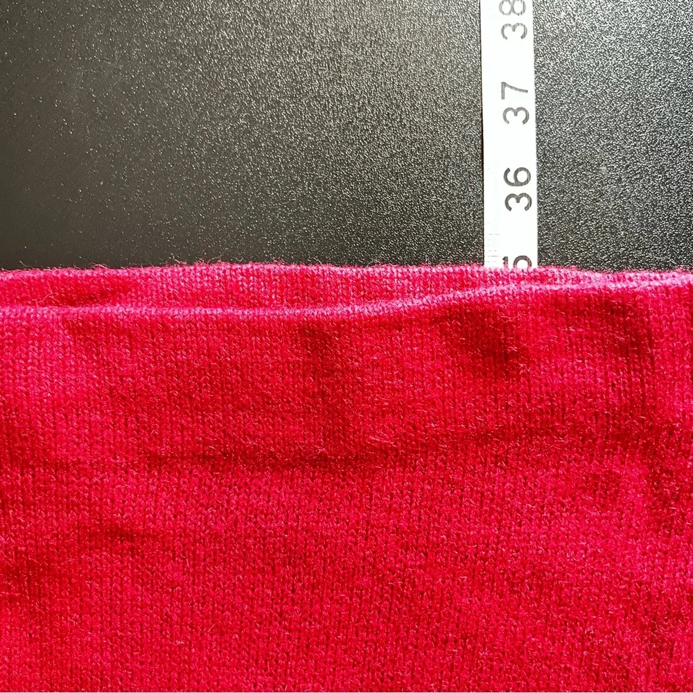 Vintage 70s Wool Blend Knit Shift Dress Sz 8 Burgundy Ivory Stretch Belt Silver - Picture 13 of 14